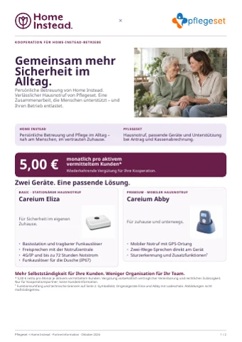 Vorschau des zweiseitigen Home-Instead-Partnerflyers